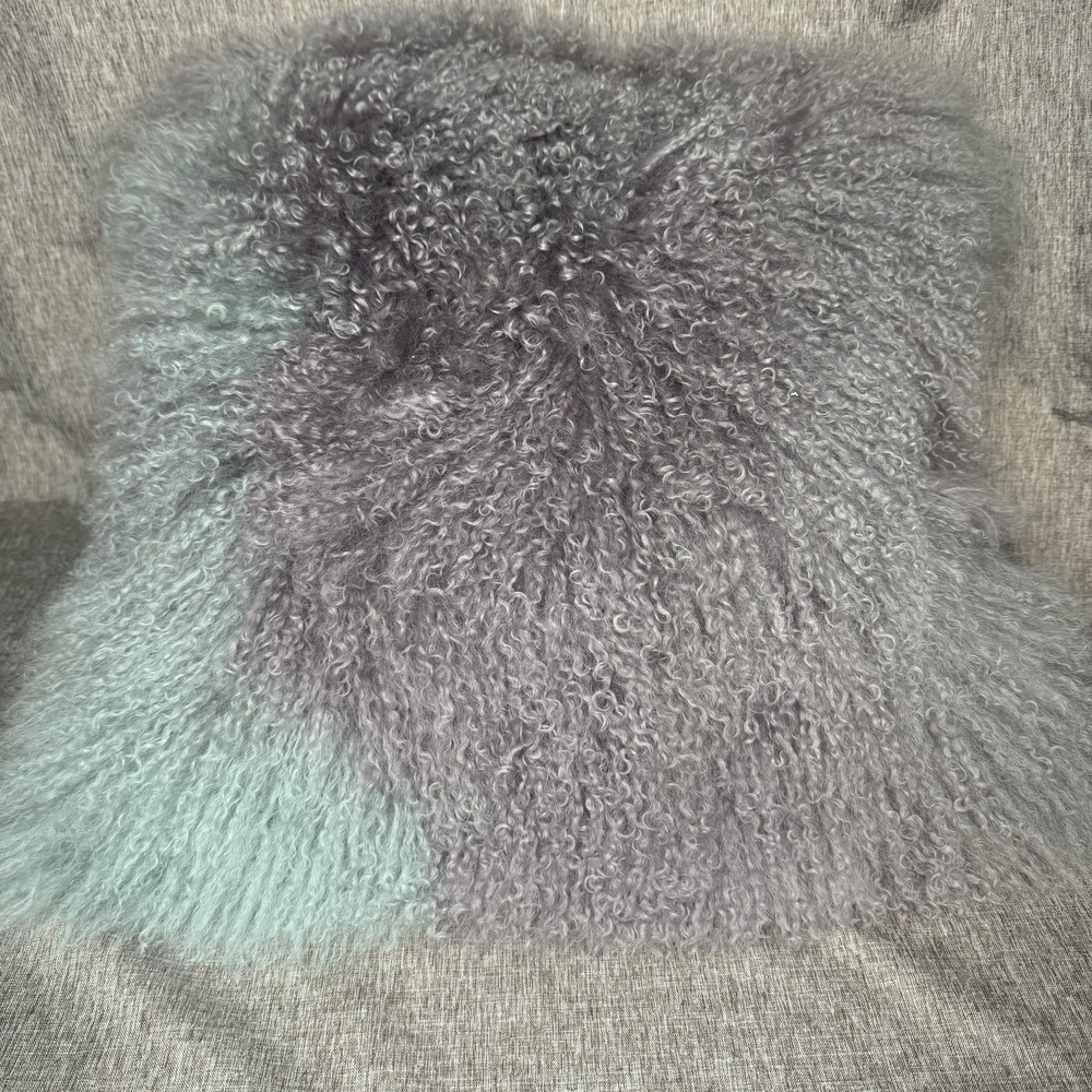 Sheep Skin Down Pillow 22x22 Ombre Amethyst Fur Purple Pillow ZGALLERIE